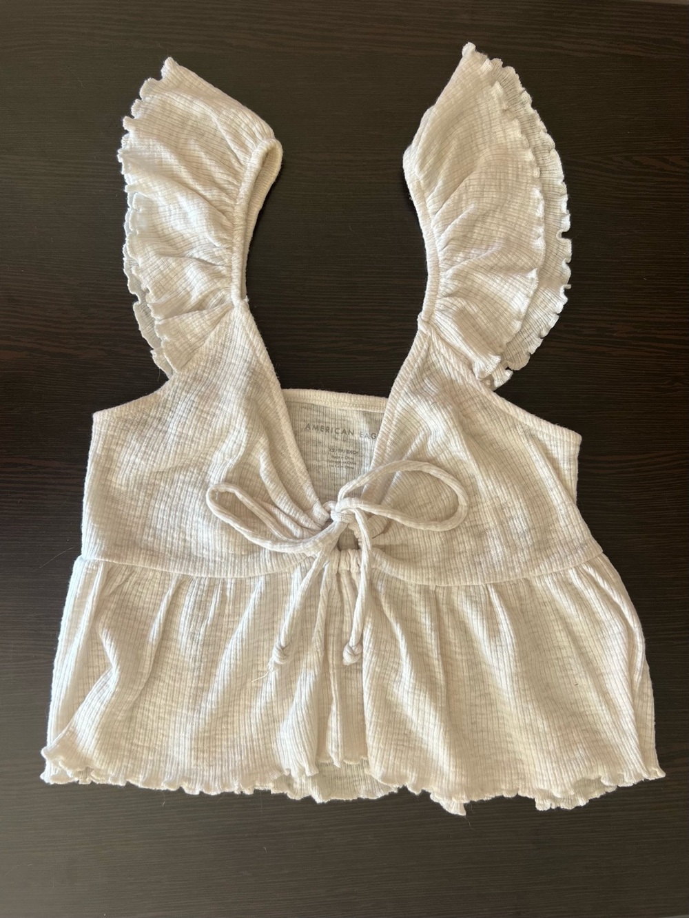 American Eagle Outfitters Cream Ruffle Tie-Front Camisole: XS